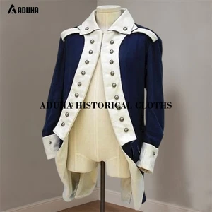 New Men's Historical Navy Blue Wool coat, Handmade Costumes Jacket, - Picture 1 of 3