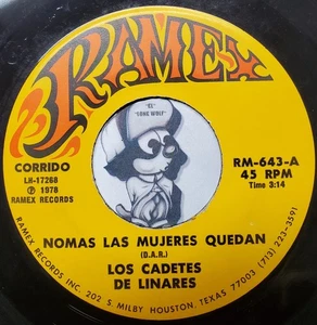 "Tejano Tex Mex" Los Cadetes De Linares Nomas Las Mujeres Quedan "Rare 45" - Picture 1 of 2