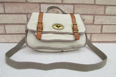 Fossil 复古再版帆布和皮革信使斜挎包单肩包钱包 — 第 1/4 张图片