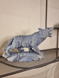 Large Crystal Lapis Lazuli Geode Wolf Hand Made Natural Stone Ornamnet Exposed - Picture 1 of 10