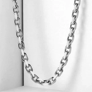 9mm CABLE Rolo Link Stainless Steel Necklace Toggle Men Chain Jewelry Gift 18-26 - Picture 1 of 13