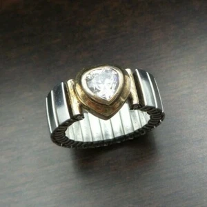Vintage Mid Century Italienischer Sterling Silber & Strass Herz Designer Ring - Bild 1 von 12