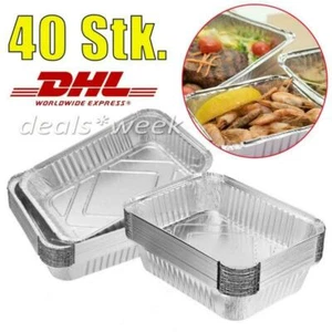 40x Grillschale - Schalen Alu-Grillpfanne zum Grillen & Kochen BBQ rechteckig - Bild 1 von 5