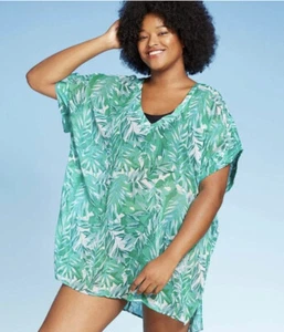 Med - Women’s Swimsuit Cover V-Neck Cover-Up Green Swim Suit Cover Bathing suit - Picture 1 of 3