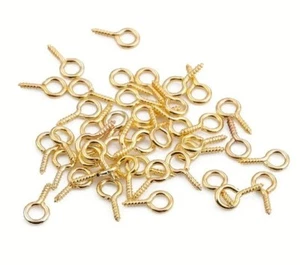 200 Small 10mm Tiny Mini Eye Pins Hooks Eyelet Screw Threaded Jewelry Making 1cm - Picture 1 of 3