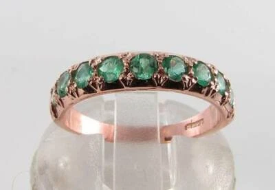 ANEL CLASSE OURO ROSA 9 QUILATES ESMERALDA COLOMBIANA ETERNIDADE ART DÉCO TAMANHO LIVRE - Imagem 1 de 4