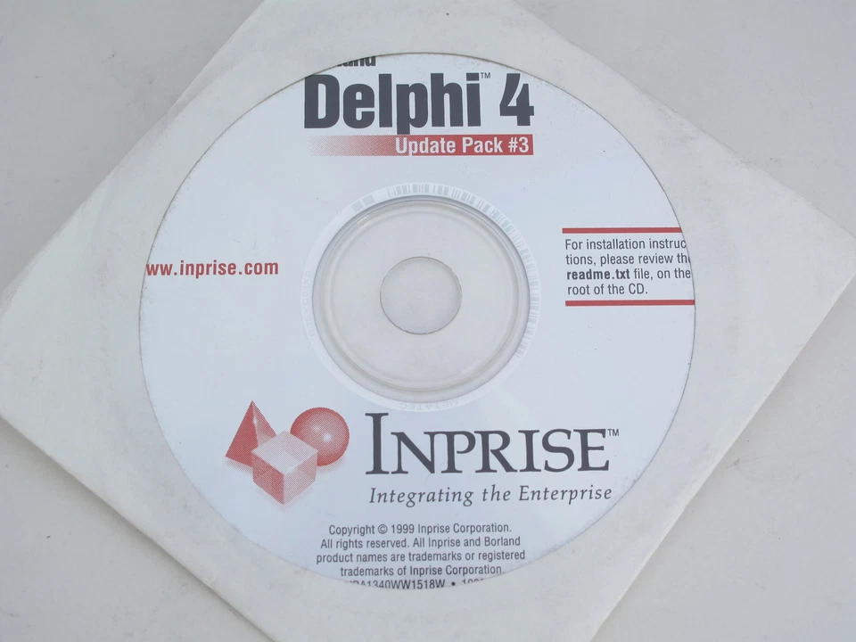 Borland Delphi 4 Update Pack #3 Inprise 16 Bit Windows 98 10985.2 HDA1340WW1518W - Image 1 of 1
