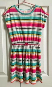 Gymboree Girls Striped Spring Summer Cotton Dress, Pink, Turquoise, Size 5-6 - Picture 1 of 4