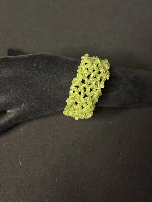 Vintage Handmade Pale Green Prehnite Chip Bead Stretch Bracelet - Image 1 of 2