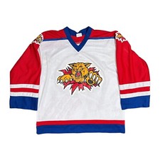 Vintage Y2K Moncton Wildcats 2001 Hili QMJHL White Red Hockey Jersey Mens XL