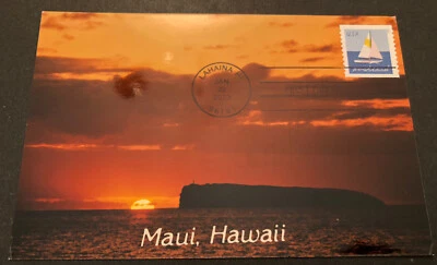 Sailboats 2023 FDC MaxiCard vintage postcard Lahaina, Maui Hawaii - Image 1 of 2