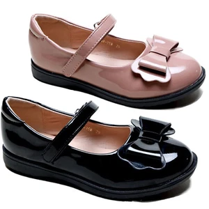 ZAPATOS DE SALÓN PARA NIÑAS DE BALLET ESCOLAR BRILLANTE CUERO SINTÉTICO MARY JANE BOW NIÑOS NIÑOS NIÑOS - Imagen 1 de 3