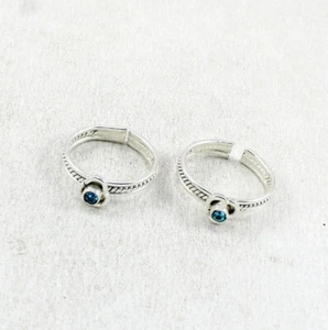 Anello Punta Donna Coppia Bichhudi Pietra Cristallo Blu Cielo Gioielli Fatti a Mano - Foto 1 di 5