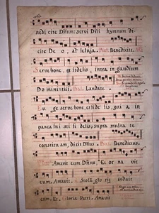 Gregorianischer Gesang Pergament Notenblatt in Latein (1650) - Bild 1 von 3