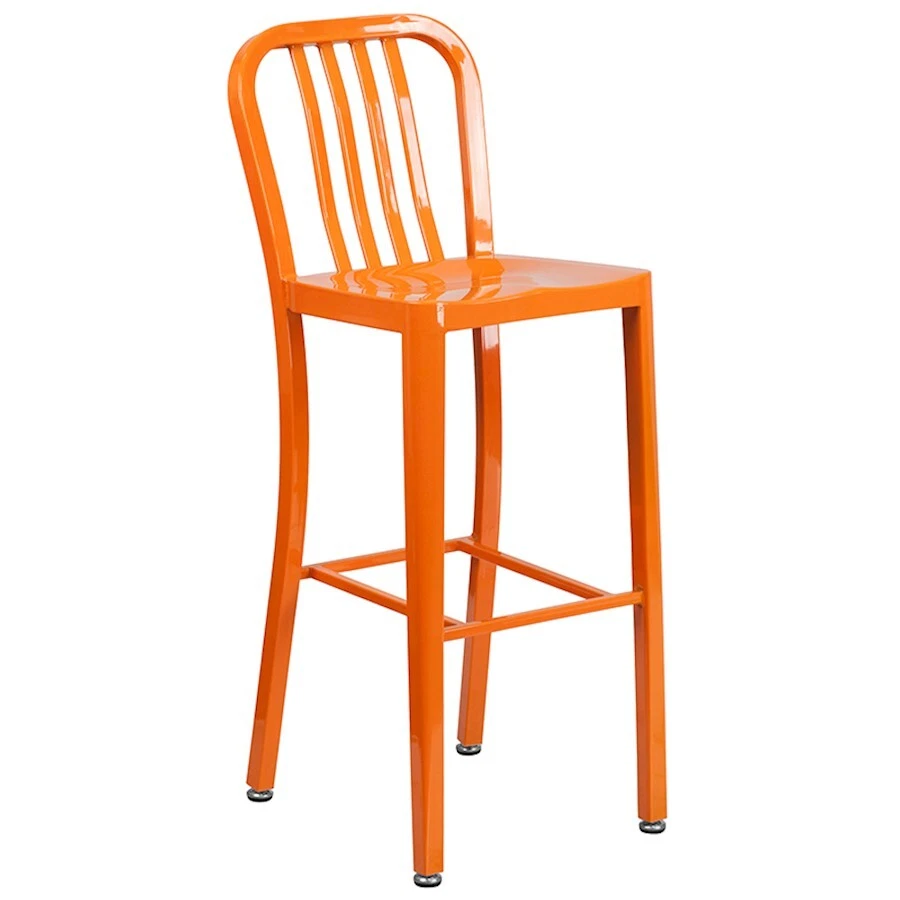 Flash Commercial 30" Orange Barstool, Vertical Slat Back - CH-61200-30-OR-GG - Image 1 of 1