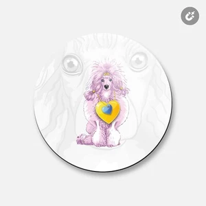 Caniche Perro Animal | Imán Decorativo Redondo 4"" X 4"" - Imagen 1 de 2