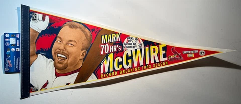 Mark McGwire St Louis Cardinals 1998 70 Record Breaking Home Runs Pennant 30x12" Cover