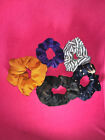 Set of 5 Handmade Scrunchies Purple Velvet Orange Green Plaid Starry Night #40