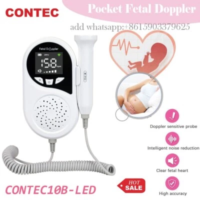 CONTEC Fetal Doppler Heart Rate Monitor LCD Display Baby Heart Rate Monitor Fetal Heart