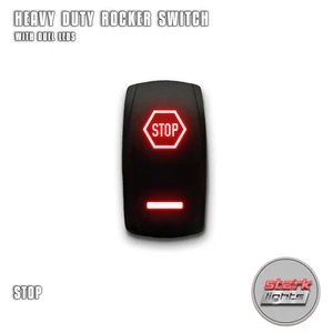 RED Laser Etched LED Rocker Switch 5 PIN Dual Light 20A 12V ON / OFF - STOP - Foto 1 di 6