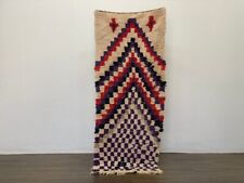 Moroccan Handmade Vintage Rug Berber Unique Colorful Checkered Rug 2'3"x5'8" Ft