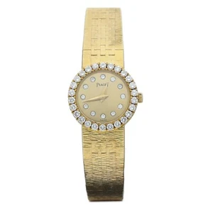Vintage Piaget Solid 18k Yellow Gold Diamonds Quartz Petite Women's Watch - Picture 1 of 8