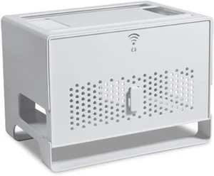 Dust-Proof Router & Cord Storage Box Grey 12.6x8.2x9in 📡 - Photo 1/8