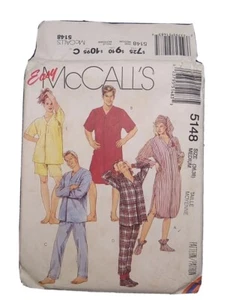 Pijama unisex McCall's 5148 patrón de costura nuevo talla M sobre dañado - Imagen 1 de 3