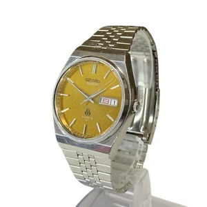 【RARE】 SEIKO TYPEⅡ 7546-700C DayDate Silver Case Orange Dial Men Watch Japan - Picture 1 of 13