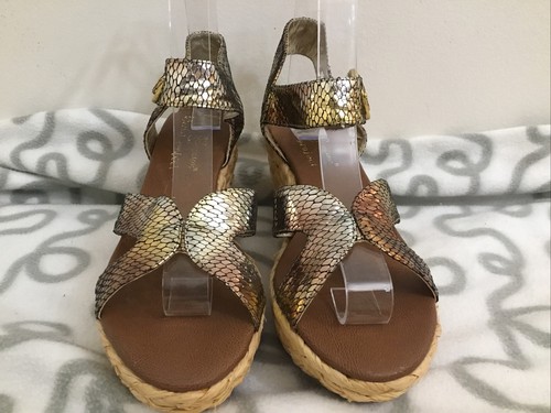 MBT Sandali in pelle opachi bernson oro metallizzato taglia 7