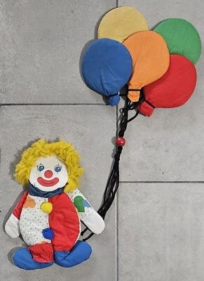 Corazones de lunares vintage de payaso con globos - tela de algodón (1983/85)  Foto 1 de 4