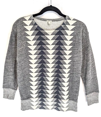 J Crew Mujer XS Gris Geométrico Algodón/Modal Jersey Sudadera Foto 1 de 4