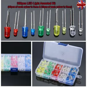 3mm 5mm Light Emitting Diode Component Assorted Kit LEDs Mixed Colours - Picture 1 of 5