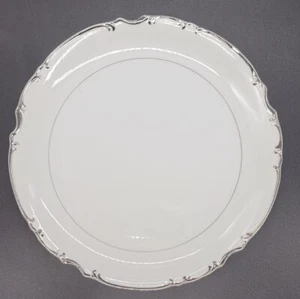 VTG Mikasa Japan Marlboro #9267 12” Round Chop Plate Platter White Platinum Edge - Picture 1 of 4