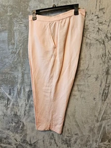 Ruby Rd Womens Sz 14 Cropped Pants Linen Rayon Blend Pink Sequin Beachy vacation - Picture 1 of 8
