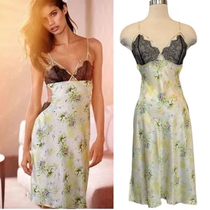Vestido Victoria’s Secret Silk Island Fantasía Encaje Tropical Midi Sin Mangas Chemise L - Imagen 1 de 8