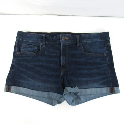 Aeropostale Low Rise Midi Women's Cuffed Blue Jean Shorts with Pockets Size 14 - Image 1 of 4