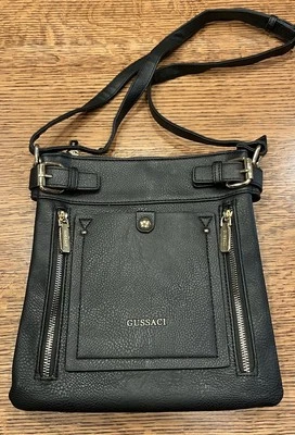 Bolso Bandolera Gussaci Mujer Negro Imitación Cuero Forrado Cartera Bolso de Hombro Foto 1 de 4