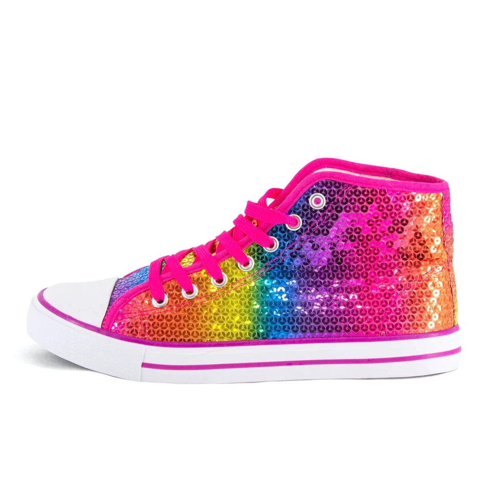VDV BENEFIT GMBH Pailletten Schuhe Regenbogen Glitzer Sneaker Schnürer unisex Größen 37–42 bunt