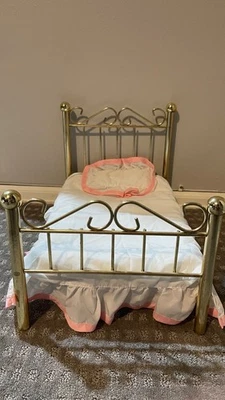 Vintage 90s Pleasant Company American Girl Samantha's Brass Bed and Bedding - Image 1 of 3