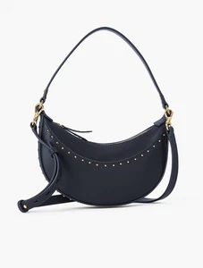 Studded Leather Crescent Bag at talbots, NWT $169, color INDIGO - Picture 1 of 3
