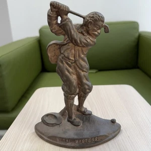 Vintage Gusseisen Türstopper Old Golfer 9" Golf Swing Golf Metall Masters - Bild 1 von 11