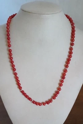 Collana corallo rosso sardegna naturale vintage  41cm - 4mm circa e argento 925 - Immagine 1 di 4