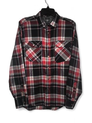 Volcom Plaid Shirt Men’s Small Red Black Breakdown Plaid  Snap Closure - Image 1 of 4