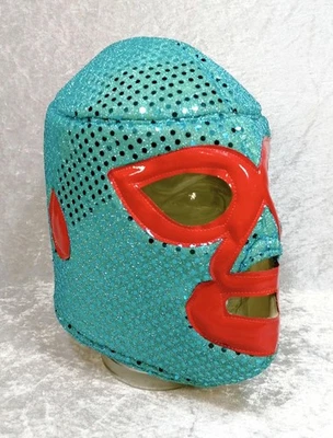 LUCHADOR MASKE, Jasbel Textiles, Türkis, Wrestling-Maske aus Mexiko, 1A Zustand - Bild 1 von 4