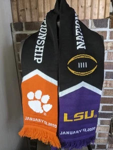 2020 Clemson Tigers Vs LSU Tigers National Championship Two Sided Knit Scarf A+ - Picture 1 of 11