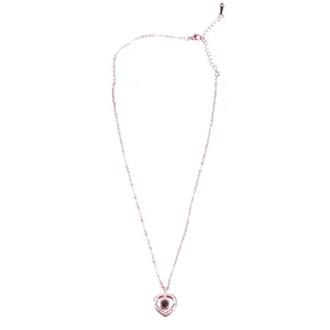 Fashion 100 Languages I Love You Projection Heart Pendant Necklace Romantic - Picture 1 of 12