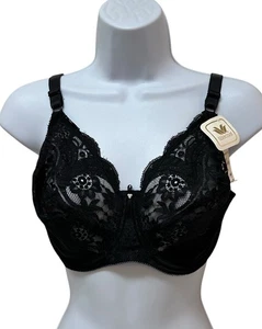 Vintage Wacoal #85132 Black Lace Full Figure Underwire Bra Size 34DD NEW - Picture 1 of 8