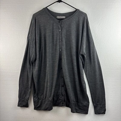 Icebreaker Womens Merino Wool Button Front Cardigan Gray Large Lightweight - Imagem 1 de 4