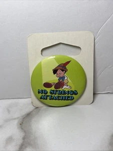 1988 Disney No Strings Attached Pinocchio 1.75” Pin Back Button  - Picture 1 of 2